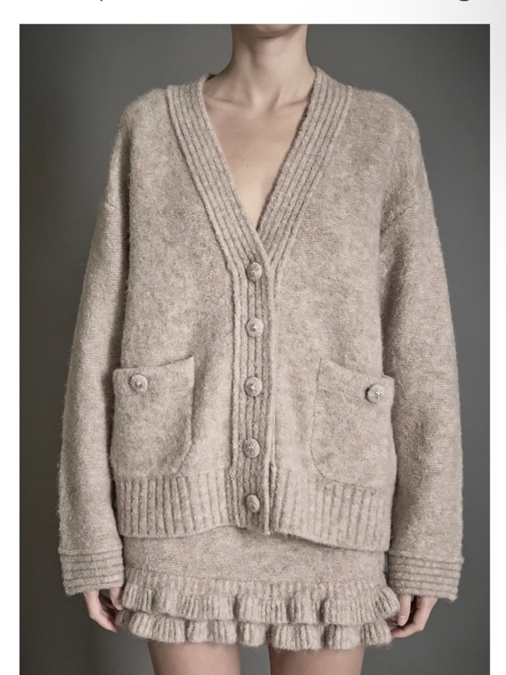 Endless Rose NWT Knit Oversized Cardigan and Ruffles Mini Skirt Sz Medium